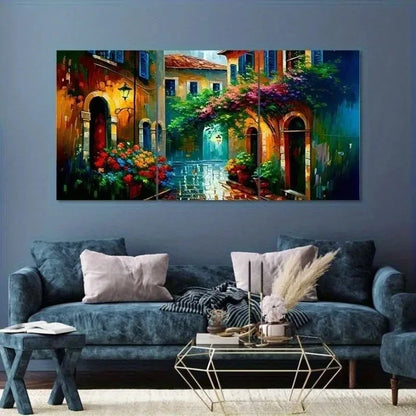 3pcs Abstract European Floral Street  AEFS Wall Art Canvas Framed 40x60cm - High Quality Print 100% Australian Made Wall Canvas Ready to Hang - Bella Home Decor