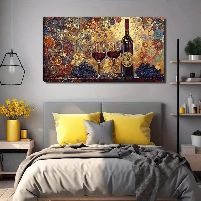 Elegant Wine Glasses Wall Art Canvas Office Home Room Framed 120x60cm