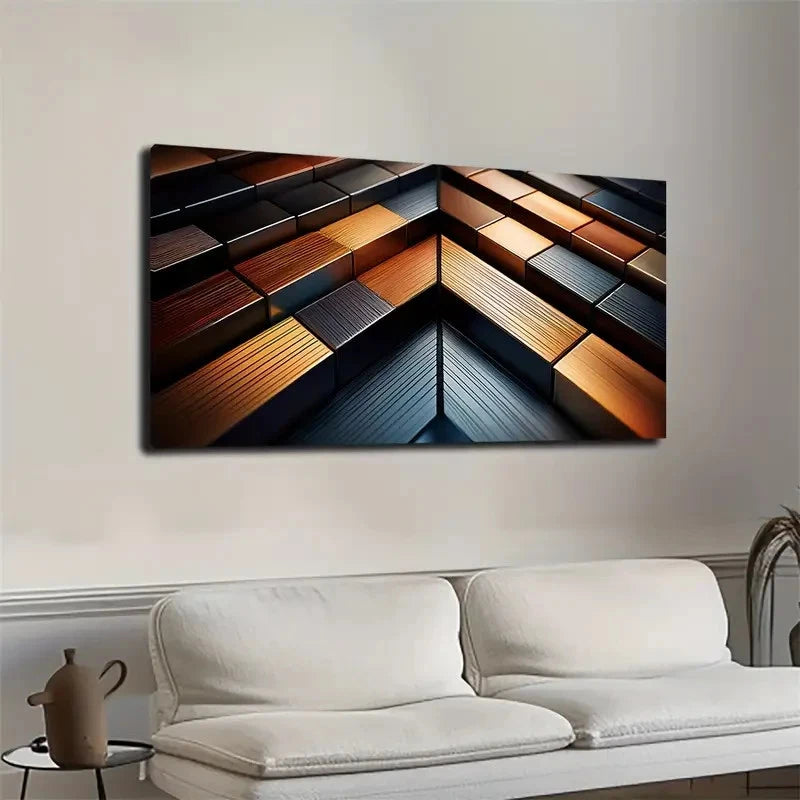 Abstract Squares Resembling Wall Art Canvas Office Home Room Framed 120x60cm