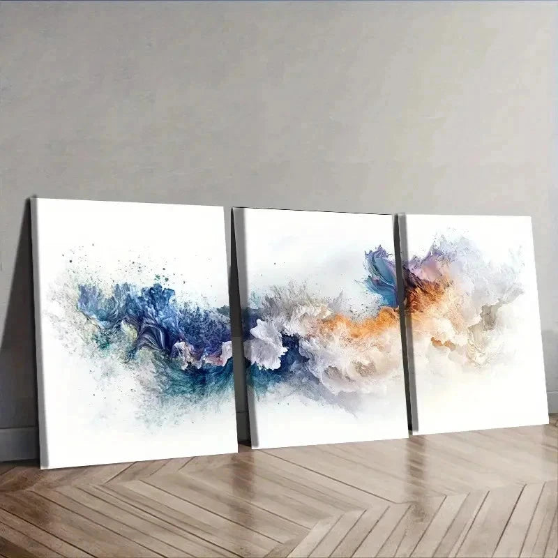 3pcs Abstract Colorful Paint Splash Wall Art Set Canvas Framed 50x70cm - High Quality Print 100% Australian Made Wall Canvas Ready to Hang - Bella Home Decor