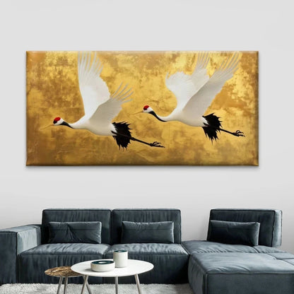 Elegant Flying Cranes Wall Art Canvas Office Home Room Framed 120x60cm