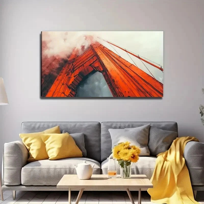 Golden Gate Perfect Wall Art Canvas Office Home Room Framed 120x60cm