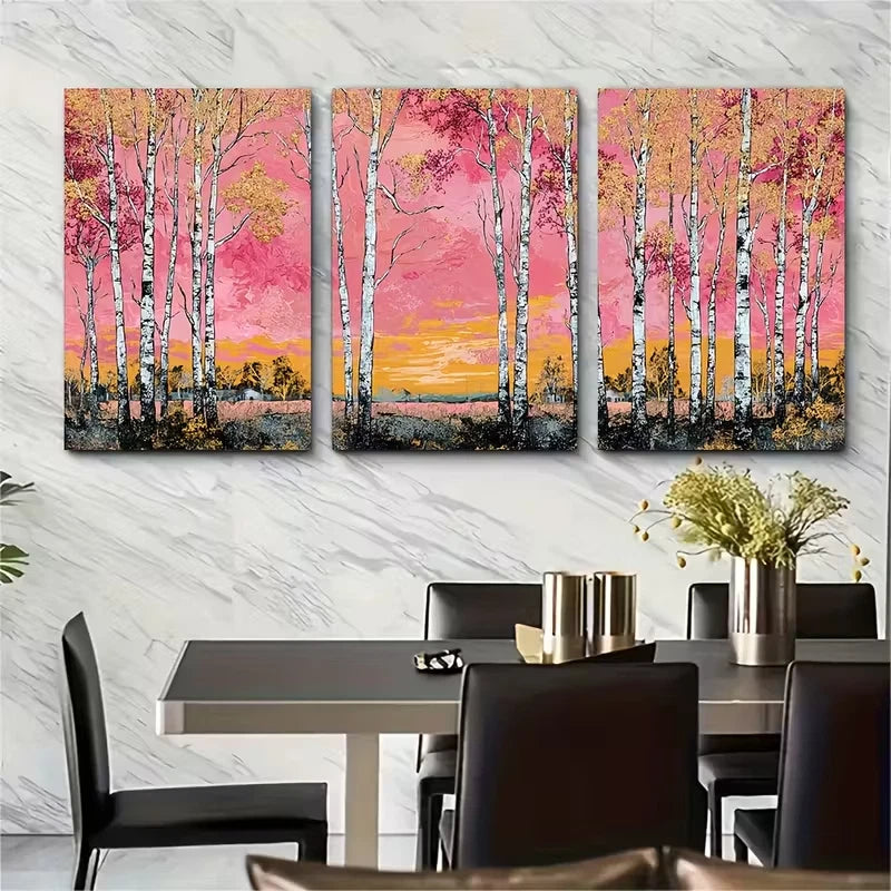 3pcs Abstract Farm Landscapes Metal Print Ready to Hang Art - Bella Home Decor
