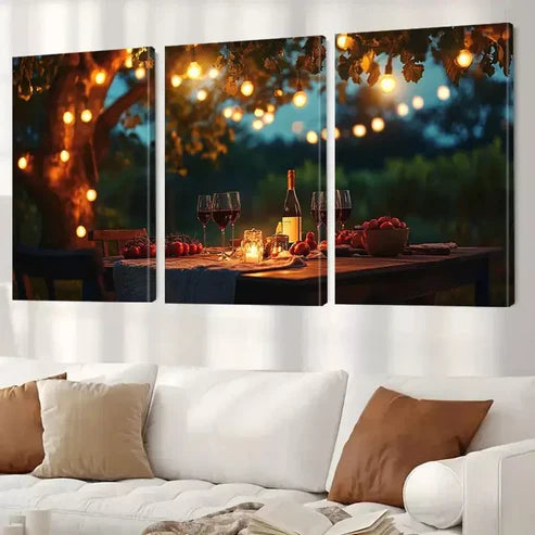 3pcs Aesthetic Modern Farmhouse Wooden Table Canvas Unframed - High Quality Print 100% Australian Made Wall Canvas - Bella Home Decor