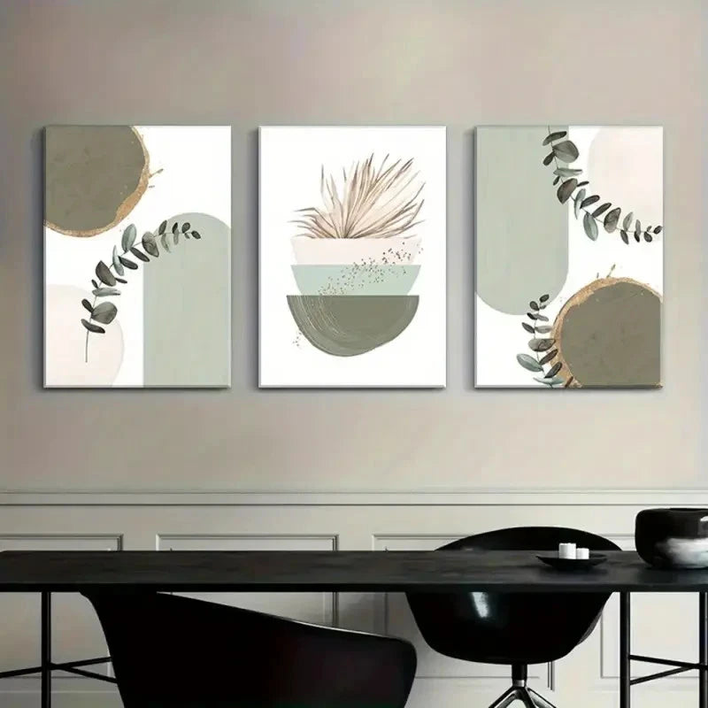 3pcs Bohemian Abstract Geometric Metal Print Ready to Hang Art - Bella Home Decor