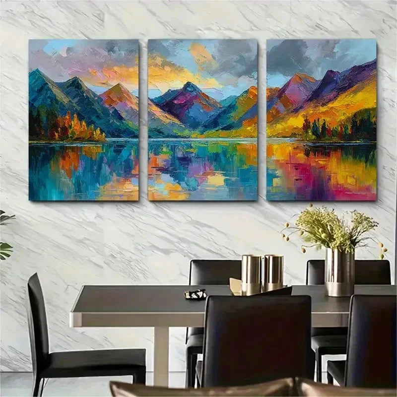 3pcs Original Mountain Scenery Perfect Wall Art Set Canvas Framed 50x70cm - High Quality Print 100% Australian Made Wall Canvas Ready to Hang