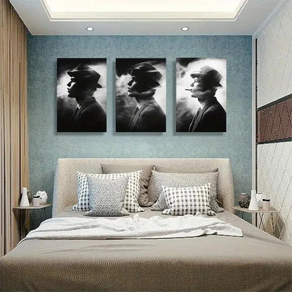 3pcs Vintage Noir Smoking Man Cinematic Perfect Wall Art Set Canvas Unframed - High Quality Print 100% Australian Made Wall Canvas