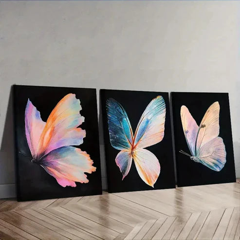 3pcs Butterfly Wall Art Set Canvas Unframed – High Quality Print 100% Australian Made Wall Canvas