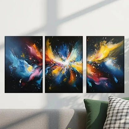 3pcs Abstract Paint Splashes Design Wall Art Set Canvas Framed 40x60cm - High Quality Print 100% Australian Made Wall Canvas Ready to Hang - Bella Home Decor