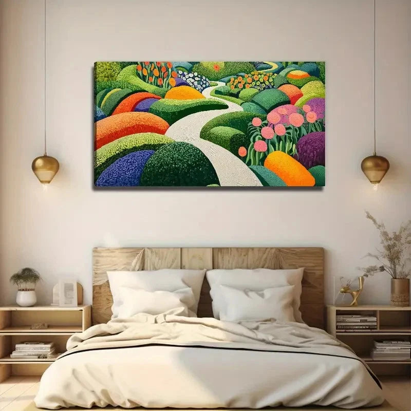 The Path In The Park Nature Wall Art Canvas Office Home Room Framed 120x60cm