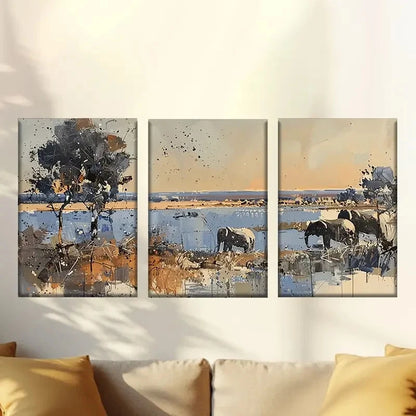 3pcs Colorful abstract elephant Wall Art Set Canvas Framed 60x90cm - High Quality Print 100% Australian Made Wall Canvas Ready to Hang - Bella Home Decor