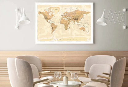 Vintage Physical World Map with details 91x61cm poster AU