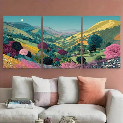3pcs Peak District National Park Nature Perfect Wall Art Set Canvas Framed 50x70cm - High Quality Print 100% Australian Made Wall Canvas Ready to Hang