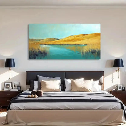 Mountain and Lake Scenery Wall Art Canvas Office Home Room Framed 120x60cm