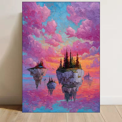 Dreamlike Floating Islands Metal Print Ready to Hang