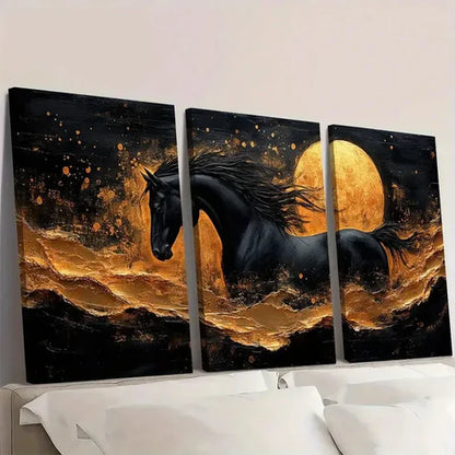 3pcs Abstract Painting with Golden Accents Wall Art Set Canvas Unframed - High Quality Print 100% Australian Made Wall Canvas - Bella Home Decor