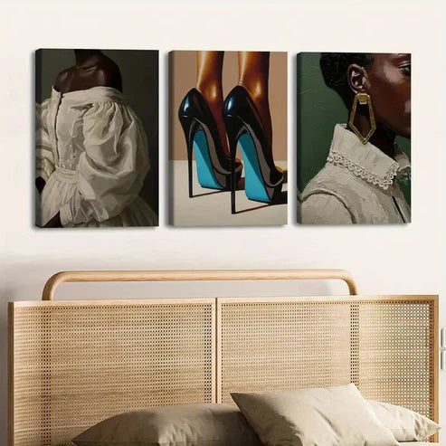 3pcs Fashion Artwork Vibrant Colors Black White Wall Art Set Canvas Unframed - High Quality Print 100% Australian Made Wall Canvas