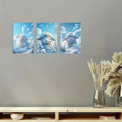 3pcs Winter Beautiful Sheep Wall Art Canvas Wall Art Set Canvas Unframed – High Quality Print 100% Australian Made Wall Canvas