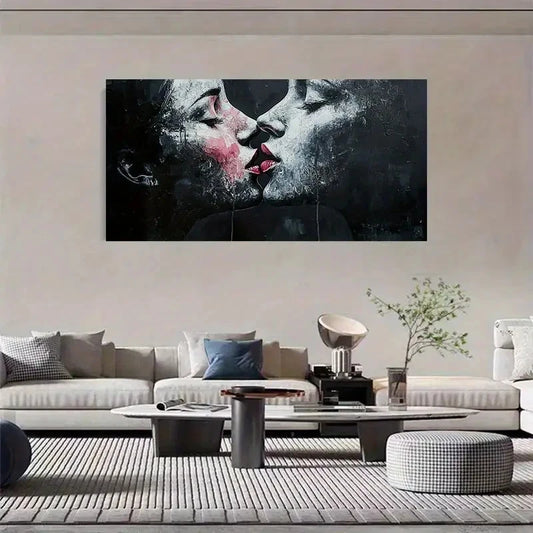 Modern Minimalist Black & White Wall Art Canvas Office Home Room Framed 120x60cm