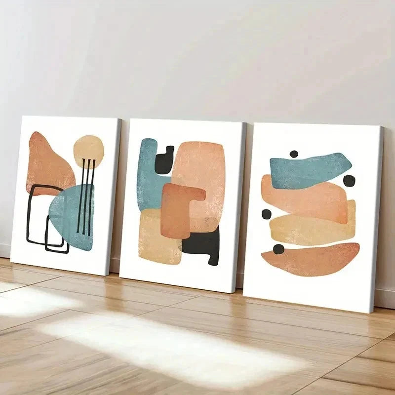 3pcs Abstract Modern Geometric Decoration Wall Art Set Canvas Framed 50x70cm - High Quality Print 100% Australian Made Wall Canvas Ready to Hang - Bella Home Decor