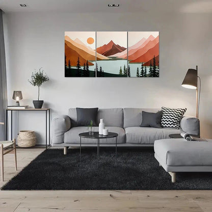 3pcs Abstract Mountain Nature Scene Metal Print Ready to Hang Art - Bella Home Decor