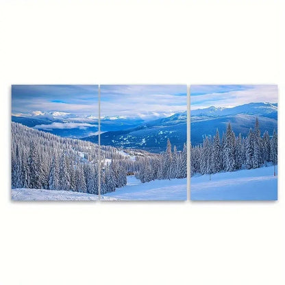 3pcs Big White Ski Resort Capturing Canada KL  Wall Art Set Canvas Framed 40x60cm - High Quality Print 100% Australian Made Wall Canvas Ready to Hang - Bella Home Decor