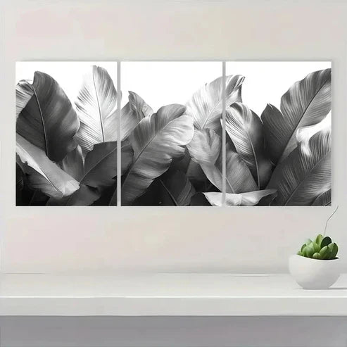 3pcs Tropical Jungle Palm Leaf Wall Art Canvas Unframed - High Quality Print 100% Australian Made Wall Canvas - Bella Home Decor