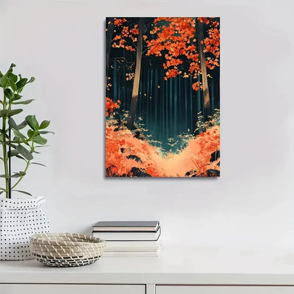 Lush Maple Forest with Vibrant Autumn Foliage 40x60cm Metal Print Ready to Hang - Bella Home Decor