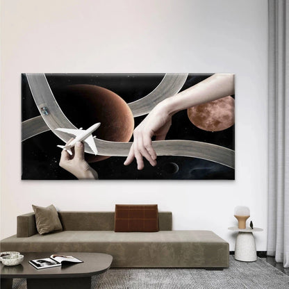 Features Hands Holding Roads Wall Art Canvas Office Home Room Framed 120x60cm