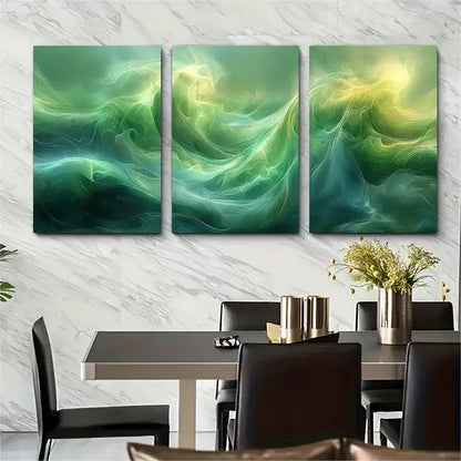 3pcs Vivid Green Abstract Perfect Wall Art Set Canvas Framed 50x70cm - High Quality Print 100% Australian Made Wall Canvas Ready to Hang