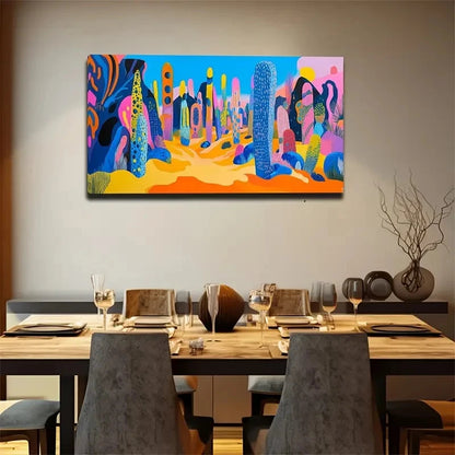 Modern Spray-Painted Cacti Wall Art Canvas Office Home Room Framed 120x60cm