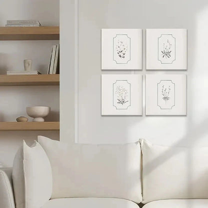 4pcs Botanical Wall Art Prints - Frameless, Moder Wall Art Canvas Framed