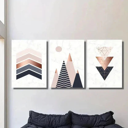 3pcs Modern Geometric Decor with Marble Texture Wall Art Canvas Unframed - High Quality Print 100% Australian Made Wall Canvas
