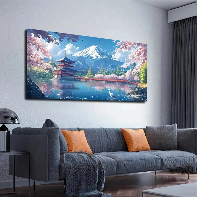 Cherry Blossoms Wooden Wall Art Canvas Office Home Room Framed 120x60cm - Bella Home Decor