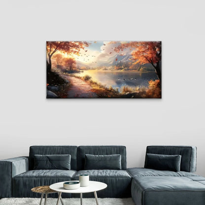 Scenery Pathway Sunrise Nature Wall Art Canvas Office Home Room Framed 120x60cm