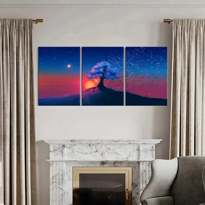 3pcs Nature Trees Sunset Landscape Wall Art Set Canvas Framed 50x70cm - High Quality Print 100% Australian Made Wall Canvas Ready to Hang