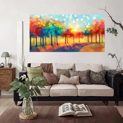 Colorful Forest Pathway Tree Wall Art Canvas Office Home Room Framed 120x60cm