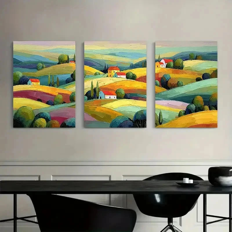 3pcs Stone Wall Mosaic Abstraction Poster Metal Print Ready to Hang Art