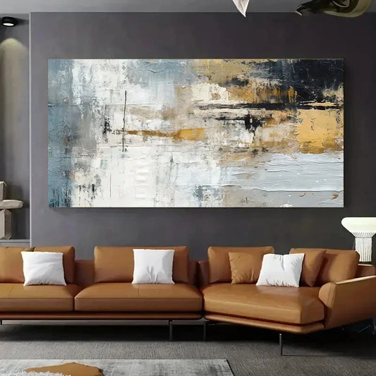 Abstract Black Yellow Graffiti Wall Art Canvas Office Home Room Framed 120x60cm