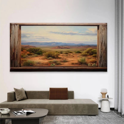 Southwest Cactus & Sand Desert Wall Art Canvas Office Home Room Framed 120x60cm