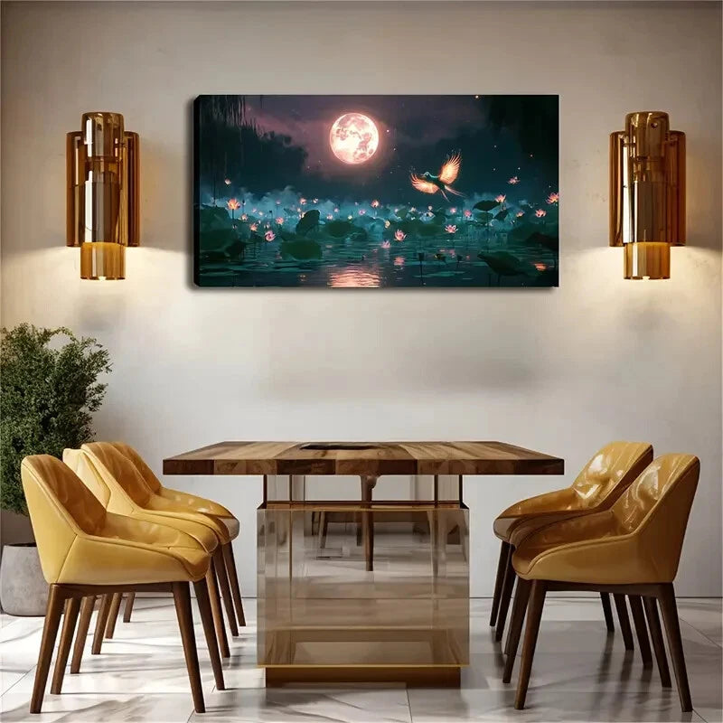 Blooming for Lotus Shimmers Wall Art Canvas Office Home Room Framed 120x60cm - Bella Home Decor