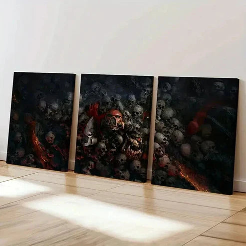 3pcs Fantasy Figures Skeletons Game Characters Wall Art Set Canvas Unframed - High Quality Print 100% Australian Made Wall Canvas