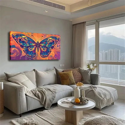 Abstract Butterfly Wings Modern Wall Art Canvas Office Home Room Framed 120x60cm - Bella Home Decor