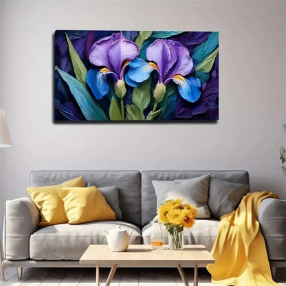 Vibrant Floral Landscape Wall Art Canvas Office Home Room Framed 120x60cm