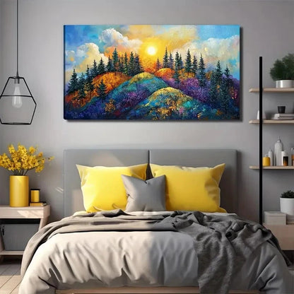 Abstract Colorful Alps Sun Wall Art Canvas Office Home Room Framed 120x60cm
