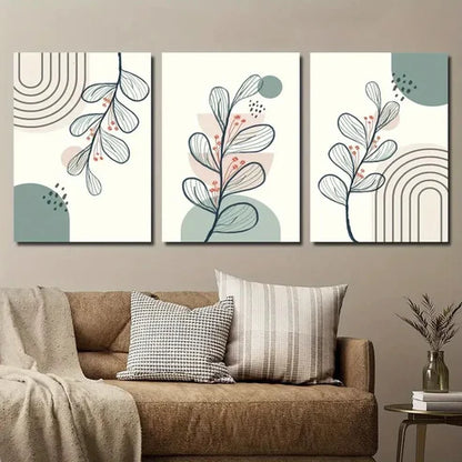 3pcs Sage Green Beige Boho Art Wall Art Set Canvas Unframed - High Quality Print 100% Australian Made Wall Canvas