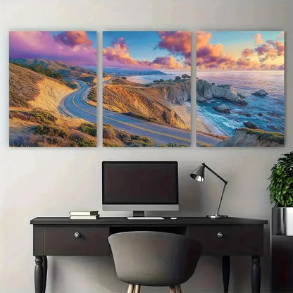 3pcs Golden Nature Scenic Landscape Perfect Wall Art Set Canvas Framed 50x70cm - High Quality Print 100% Australian Made Wall Canvas Ready to Hang - Bella Home Decor