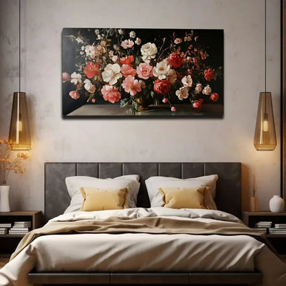 Vibrant Golden Vase Flowers Wall Art Canvas Office Home Room Framed 120x60cm