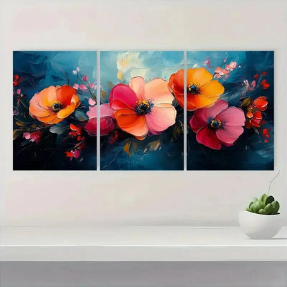 3pcs Colorful Flower Bouquet EC    Wall Art Set Canvas Framed 50x70cm - High Quality Print 100% Australian Made Wall Canvas Ready to Hang - Bella Home Decor