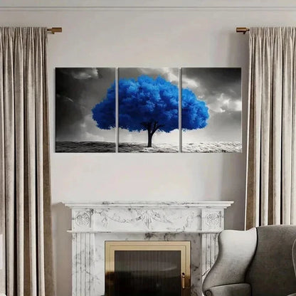 3pcs Blue Tree Stormy Sky Serene Landscape Wall Art Canvas Unframed - High Quality Print 100% Australian Made Wall Canvas - Bella Home Decor